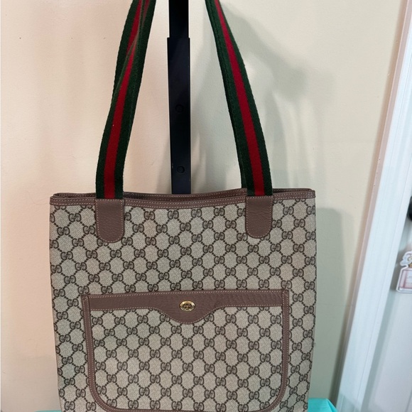 Gucci Sherry Liine Tote with Red and Green Straps